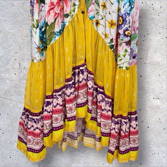 Aratta Silent Journey Ibiza Shirt Dress Medium White Floral Bell Sleeves Boho - Picture 8 of 16